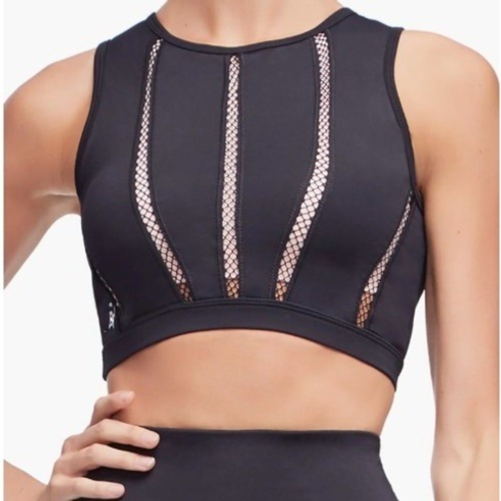 Good American The Icon Mesh Crop Top Sz M Activewear Sports Bra Gym Workout Yoga